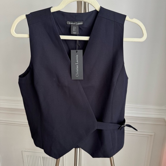 Christian Lacroix Tops - Christian Lacroix Navy Blue Wrap-Around Vest Size Small